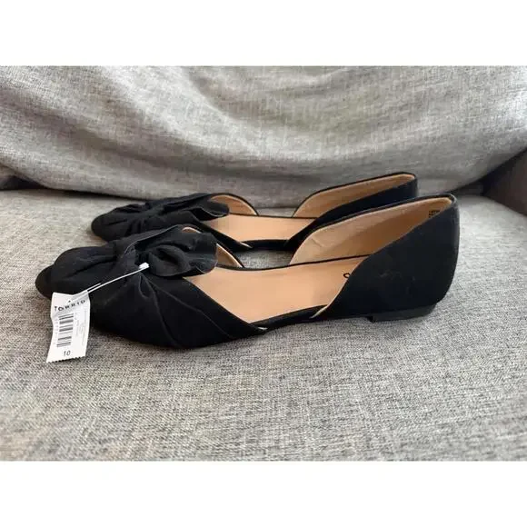 Torrid Twisted Bow Black Suede Flats Size 10 Wide New - Picture 4 of 12